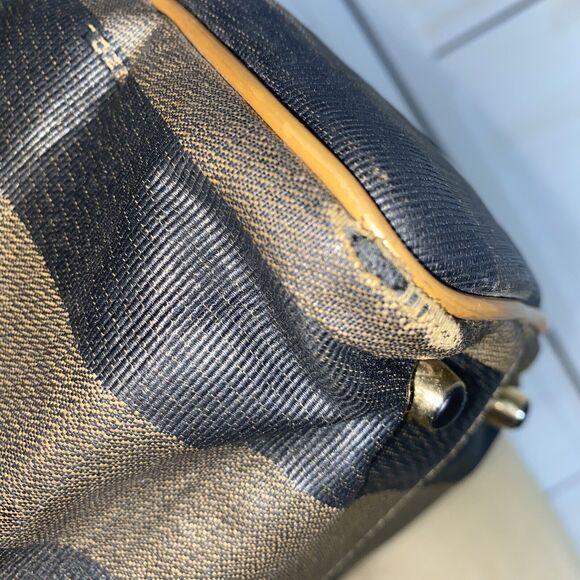 Vintage 80s Fendi Gorgeous Leather Stripe Handbag Purse - Picture 4 of 13